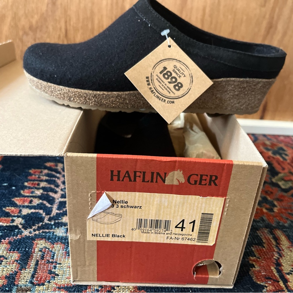 Haflinger Women's Black Wool Clogs 41 NIB never worn